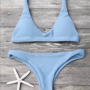 Powder blue scoop bikini set